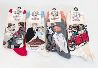 NEW Hot Sox Womens Bundle 4 Pairs Norman Rockwell Holiday Halloween Socks Turkey - Image 1 of 4