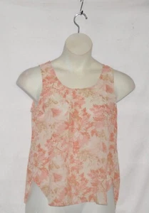 Blusa Top Mujer Rosa y Oliva Estampado Sin Mangas Talla M Beige Multi - Imagen 1 de 2