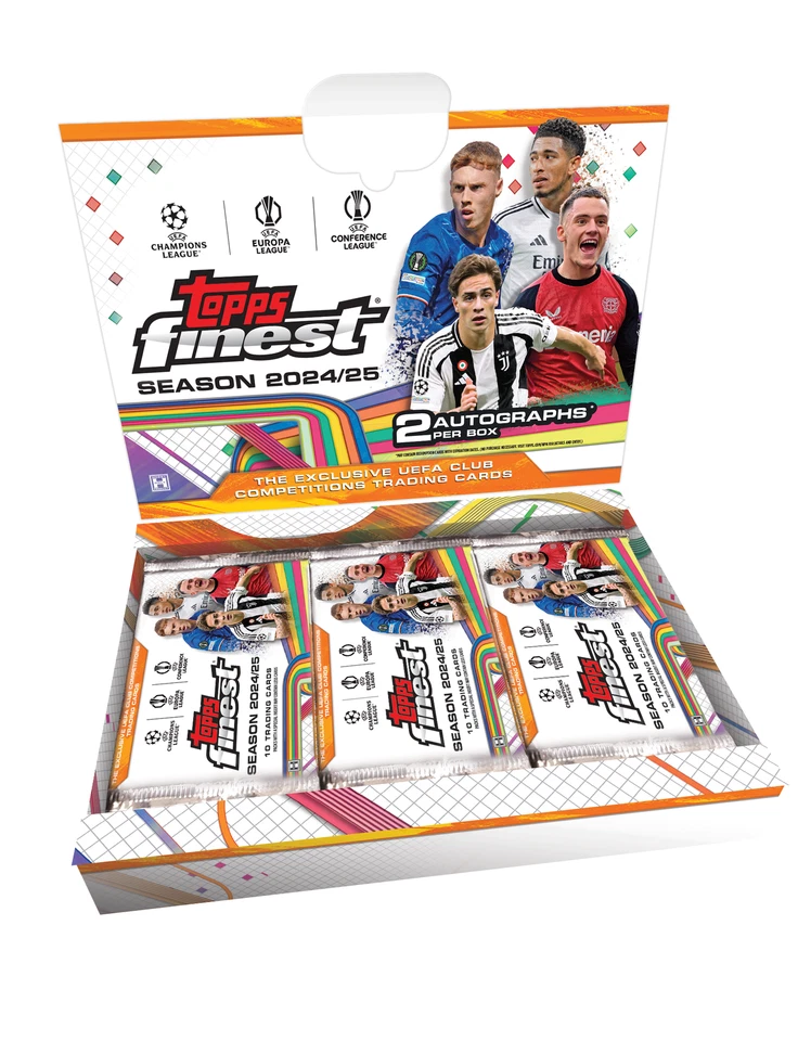 2024-25 TOPPS FINEST UEFA Club Competitions HOBBY BOX (2 AUTOs) UCC Brand New