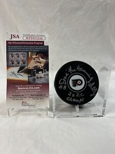 DAVE SCHULTZ "THE HAMMER" Philadelphia Flyers Signed Puck Autographed JSA COA