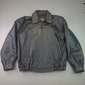Cougar Leather Jacket Mens Large Black Bomber  Motorcycle Grunge * - Picture 1 of 11