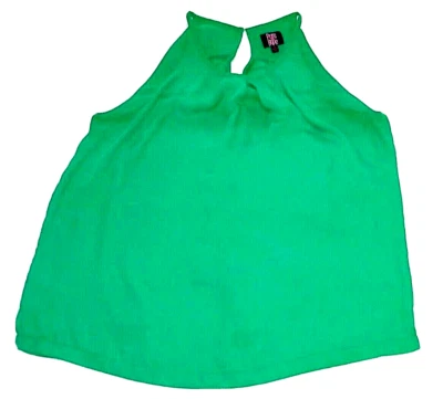 Pure Hype Sleeveless Blouse Womens Size S Green Button Up Keyhole Back *GC* - image 1 of 4