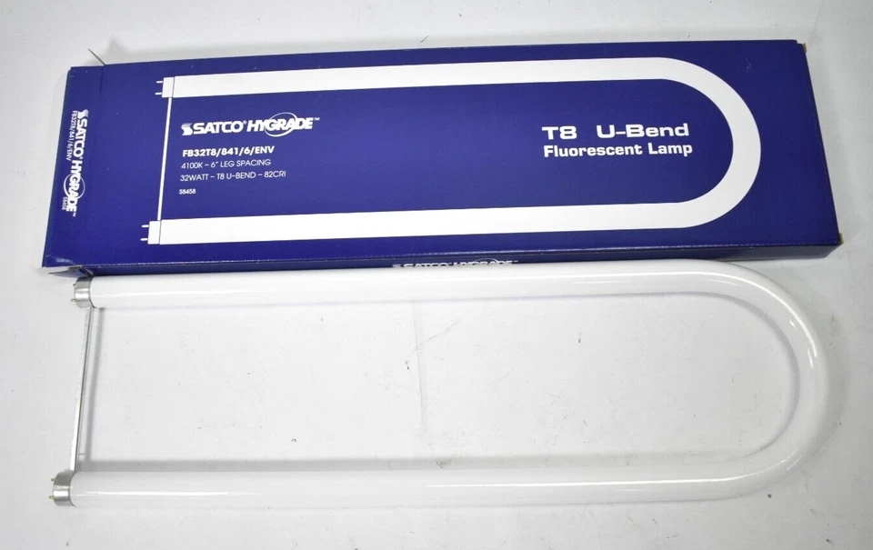 2 Satco Hygrade T8 U-Bend Fluorescent Lamp FB32T8/841/6/ENV 4100K 6" 32W S8458 - Image 1 of 4
