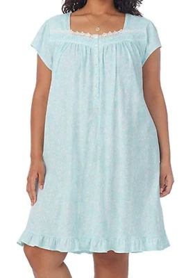 Camisola Eileen West Aqua Flora macia 100% ALGODÃO TRICÔ manga curta tamanho 3X nova com etiquetas US$ 68 - Imagem 1 de 4