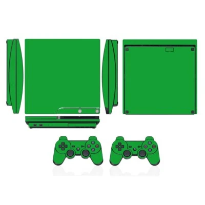 10 Pure Clean Solid Skin Sticker for PS3 PlayStation 3 Slim & 2 controller skins - Image 1 of 4