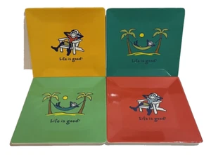 LIFE IS GOOD 4er Set Melamin quadratische Teller 6" - Vintage Designs - Bild 1 von 8