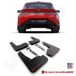 Rally Armor UR Black Mud Flaps w/ Red Logo for 2022-2023 Elantra N & N-Line - Picture 1 of 3