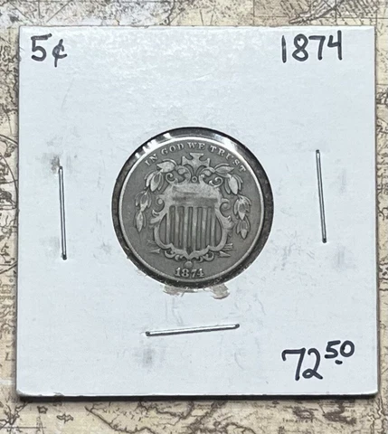 1874 Shield Nickel 5c Cover