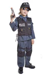 KIDS S.W.A.T. POLICE OFFICER COSTUME CHILDRENS FANCY DRESS SWAT OUTFIT BOYS 4-14 - Picture 1 of 4