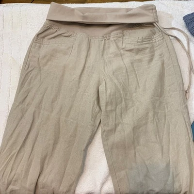 Pantalones de lino Jolt plegables sobre la cintura talla 3 tostado  Foto 1 de 4