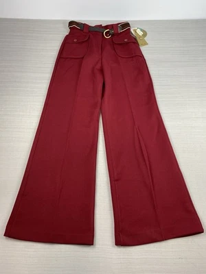 Pantalones de discoteca vintage años 70 Bell Bottom acampanados poliéster Sears talla 10 rojo carmesí Foto 1 de 4