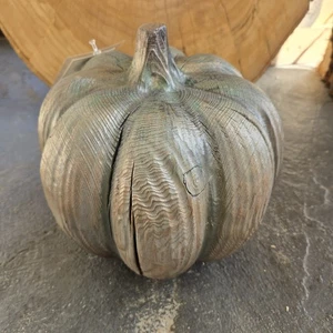 Dahl's Chainsaw Art Carved Pumpkin Solid Wood Hand Painted Fall South Dakota - Picture 1 of 6