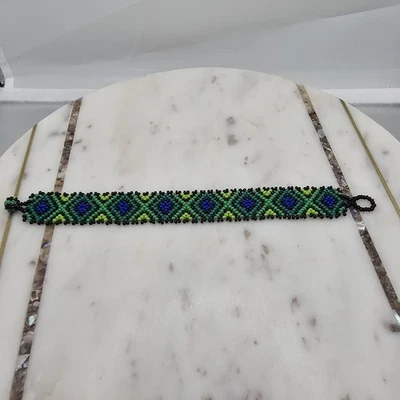 手工串珠手链可调节钻石图案波西米亚珠宝手链礼物 — 第 1/4 张图片