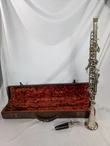 Clarinette vintage American Paragon en métal avec étui cuir d'origine ne fonctionne pas - Photo 1/14