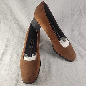 Shoes Rockport Mirabel Womens 9M Tobacco Suede Leather Slip On Pumps 2" Heel - Picture 1 of 9