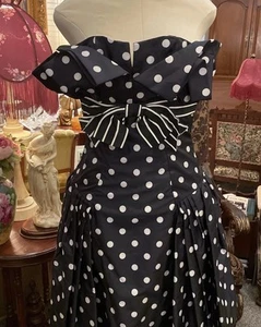 Vintage (1980s) Victor Costa Polka Dot Formal/Cocktail/Party Dress - Picture 1 of 6