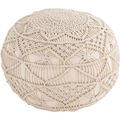 Atlas Lighting & Home AC11438-01 Lilou 13.75 inch Cream Pouf - Image 1 of 3