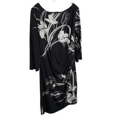 Anne Klein 16 платье цветочный стороне собранными в Рюш оболочка эластичной Джерси колена длина шикарный - Изображение 1 из 4