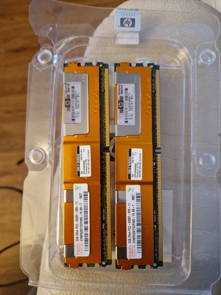 4GB FBD PC2-5300 2X2GB HP HYNIX 397413-B21 Server RAM Memory - Image 1 of 1