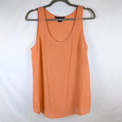 Camiseta sin mangas 100 % seda French Connection sin mangas salmón coral naranja 8 M coqueta Foto 1 de 4
