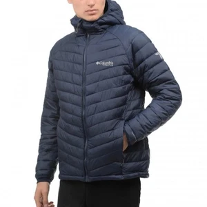 Columbia Titanium Mens Snow Country Hooded Jacket 1823141 Navy Blue Omni-heat 3D - Picture 1 of 8