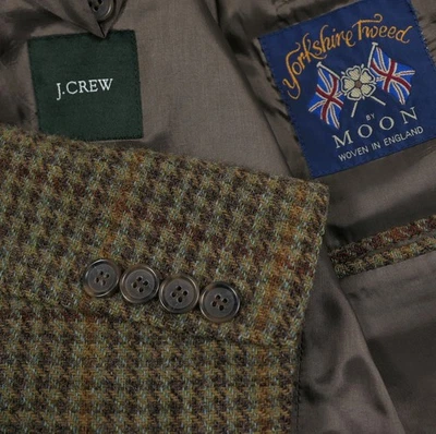 J.Crew Yorkshire Tweed Sport Coat 38 Moon England Houndstooth Men's Windowpane - Image 1 of 4