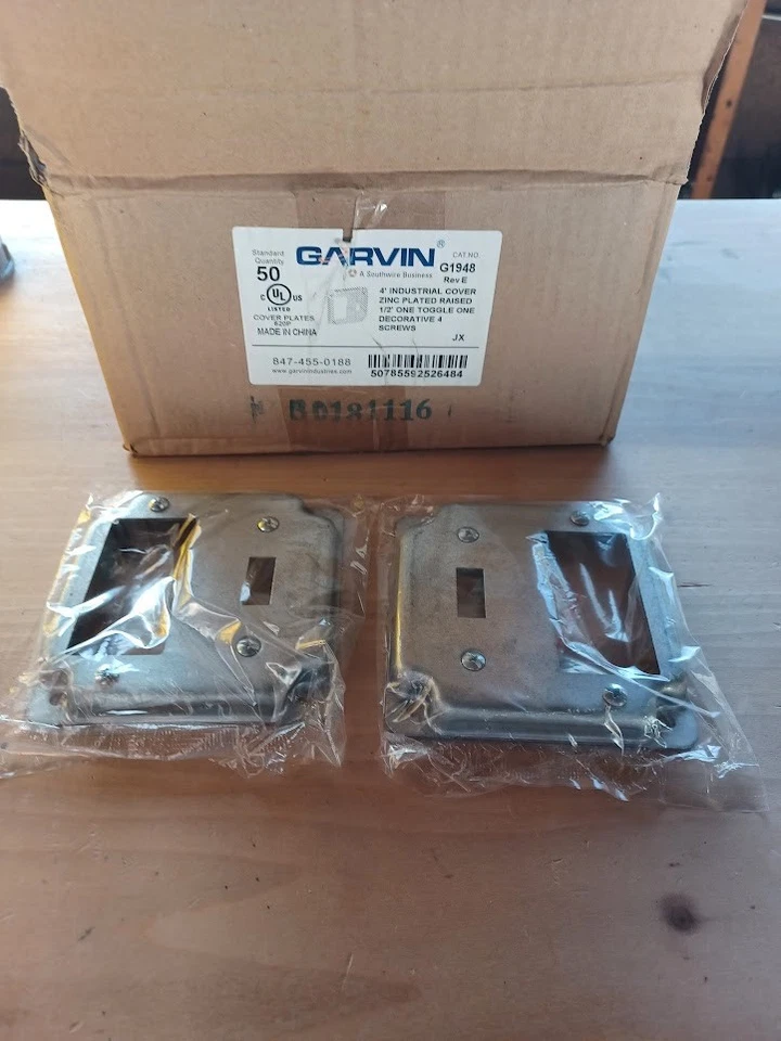 SOUTHWIRE NEW (Lot of 5) GARVIN 4" Square Steel Box Cover Switch-GFI G1948