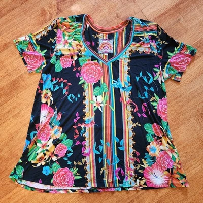 Camiseta Top Johnny Was Bamboo Andra Favorite Mediana Colibrí Columpio M  Foto 1 de 4