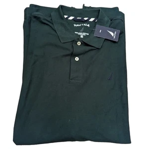 Nautica Classic Long Sleeve Polo Shirt Top 100% Pima Cotton Dark Green XXL 2XL - Picture 1 of 9