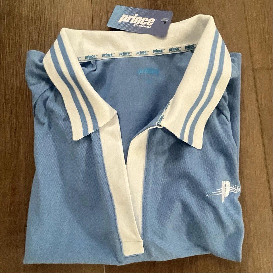 Prince Pickleball Women's Short Sleeve Polo Shirt - Light Blue XL
