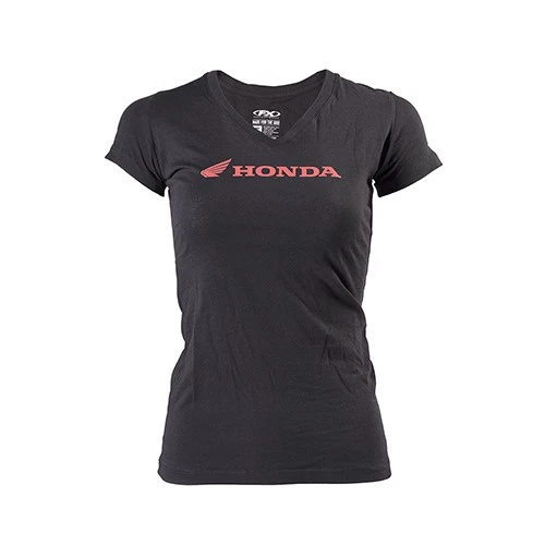 CAMISETA HONDA WING LOGO HORIZONTAL MUJER CUELLO EN V / NEGRA (L) Foto 1 de 1