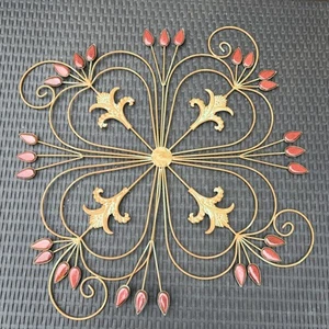 Vintage Metal Wall Art Green Brown Red Wire 67 x 67 x 1cm Vgc - Picture 1 of 6