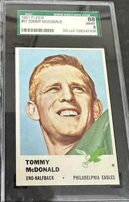 1961 Fleer #51 Tommy McDonald SGC 8 Nr Mint/Mint! - Image 1 of 2