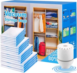 18 Pack Vacuum Storage Bags With Electric Air Pump(4 Jumbo/4 Large/4 Medium/4 S - Picture 1 of 7