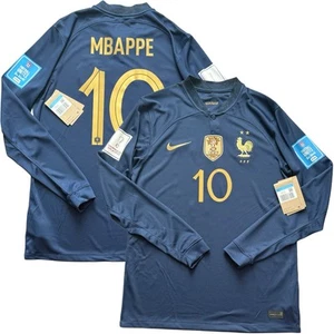 2022 France Home Jersey #10 Mbappe Medium Nike World Cup Long Sleeve Soccer Kit - Picture 1 of 21
