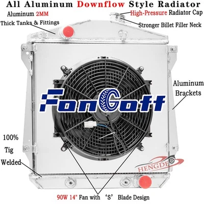 4Row Radiator+Shroud Fan Fits 43-48 Chevy Sedan Delivery BL BN BG DJ DR 3.8L AT Foto 1 de 4