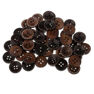50pcs Vintage 4 Holes Wooden Buttons for Sewing on Clothing Decoration 15mm - Picture 1 of 5