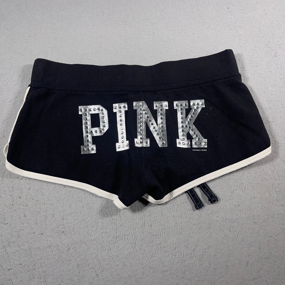 Винтажный Victoria's Secret блестки розовый со стразами 86 шорты большой махровой ткани Y2K - Изображение 1 из 4