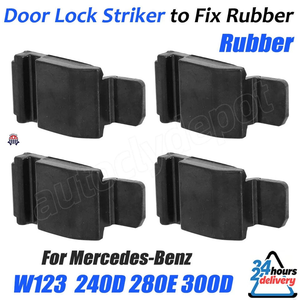 For Mercedes-Benz W123 4PCS Door Lock Striker to Fix Rubber W126 240D 280E 300D - Изображение 1 из 4