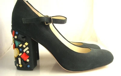 Zapatos de tacón Bettye Muller Bejeweled Mary Jane verde oscuro, usados talla 10M Foto 1 de 4