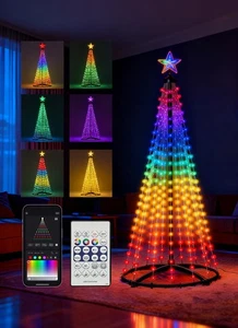 6FT Christmas Cone Tree,Smart RGB LED Lights with App & Remote Control,Music-... - Picture 1 of 8