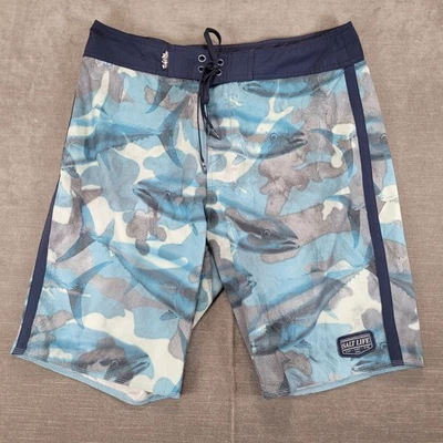 Salt Life Hombres SLX QD Vapor Elastizado Tabla Pantalones Cortos Bañador Azul Pez 32 Foto 1 de 4
