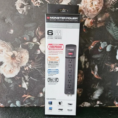 Monster Power EXP 600 AV 6 Outlet Surge Protector NEW Fireproof 6ft 1080 Joules - Image 1 of 4