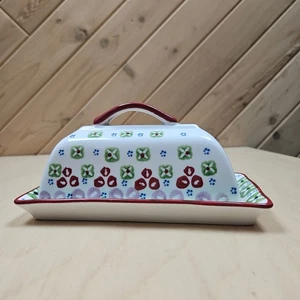Signature Housewares Inc.Stoneware Butter Dish Colorful Gypsy Pattern FloralREAD - Picture 1 of 7