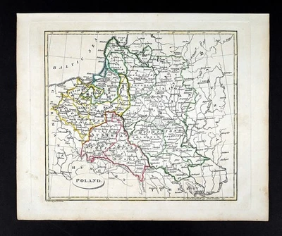 Mapa John Russell 1817 Polonia Austria Alemania Prusia Lituania Varsovia Danzig Foto 1 de 4