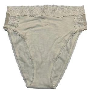 NWT AERIE High Cut Bikini Pantie Underwear Sz S-M-L Cream Lace - Picture 1 of 9