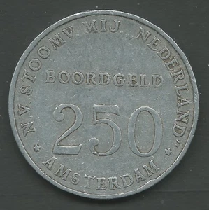 Boordgeld SMN 250 cent Stoomvaart Maatschappij Nederland Amsterdam Kooij BS003.7 - Picture 1 of 2