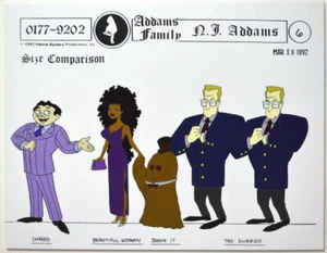 Addams Family Dead & Breakfast MODEL SHEET - SIZE COMPARISON GOMEZ, COUSIN IT HB - Picture 1 of 1