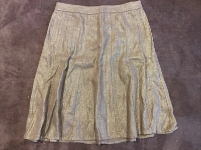 Dana Buchman Falda Mujer’s A Line Midi Brillo 100% Lino Marrón 6 Foto 1 de 4