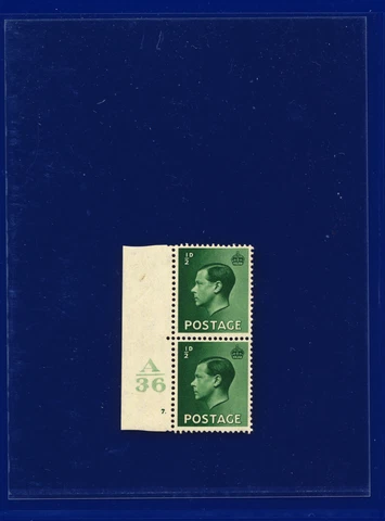 1936 SG457 ½d Green P1 Ctrl A36 Cyl.7 dot Perf 5(E/I) MMH Cat £35 pdlm Cover